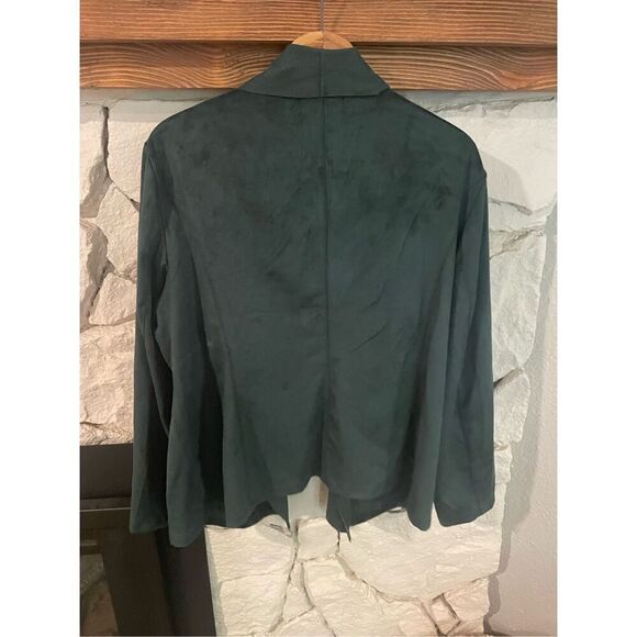 DG2 Womens Hunter Green Front Half Zip Blazer Jacket Size 1X - Picture 2 of 7